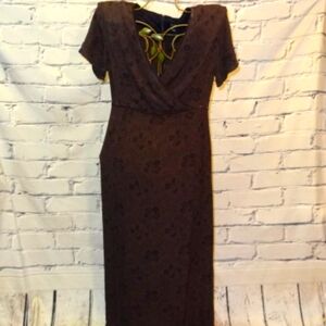Gap Short Sleeve Maroon w/Black Floral Print Dress
